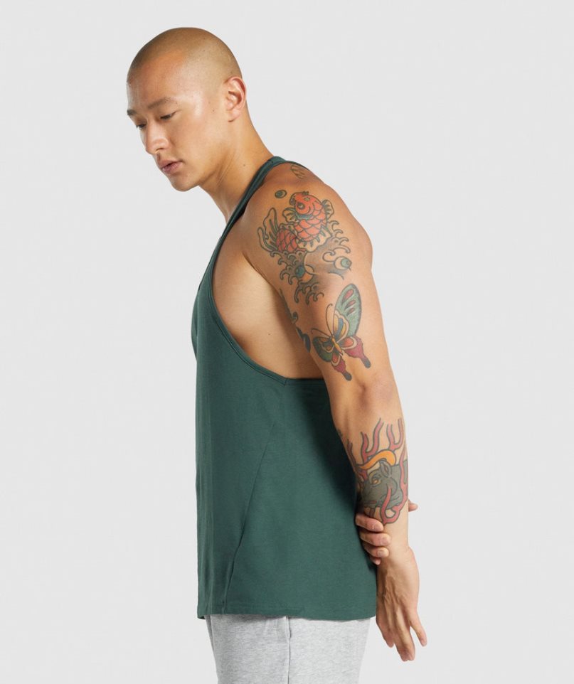 Men's Gymshark Critical 2.0 Stringer Tanks Dark Green | NZ 5HDUJX